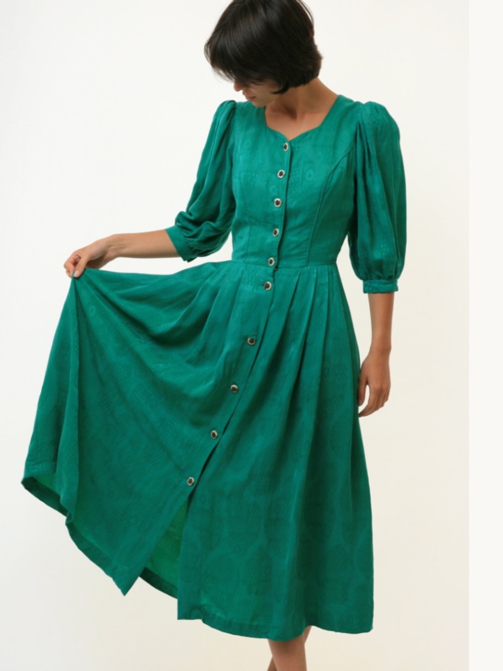 RARE 70s Oktoberfest Teal/Green Dirndl Dress, size S